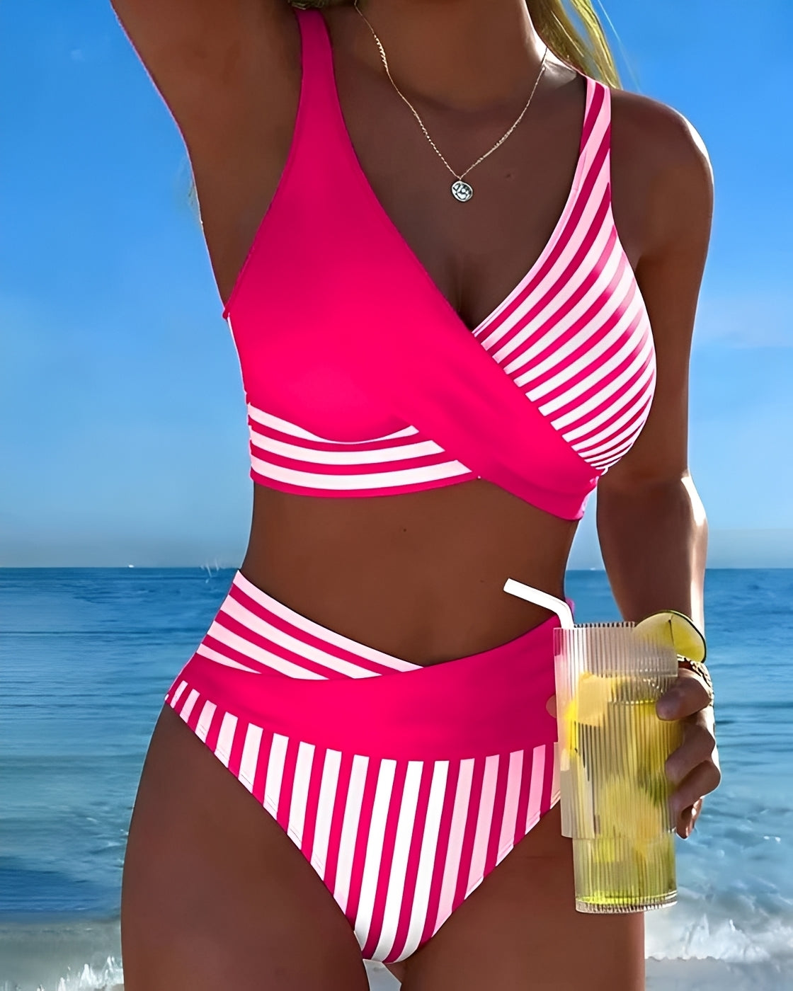 Angelica - Bikini Rayé Élégant