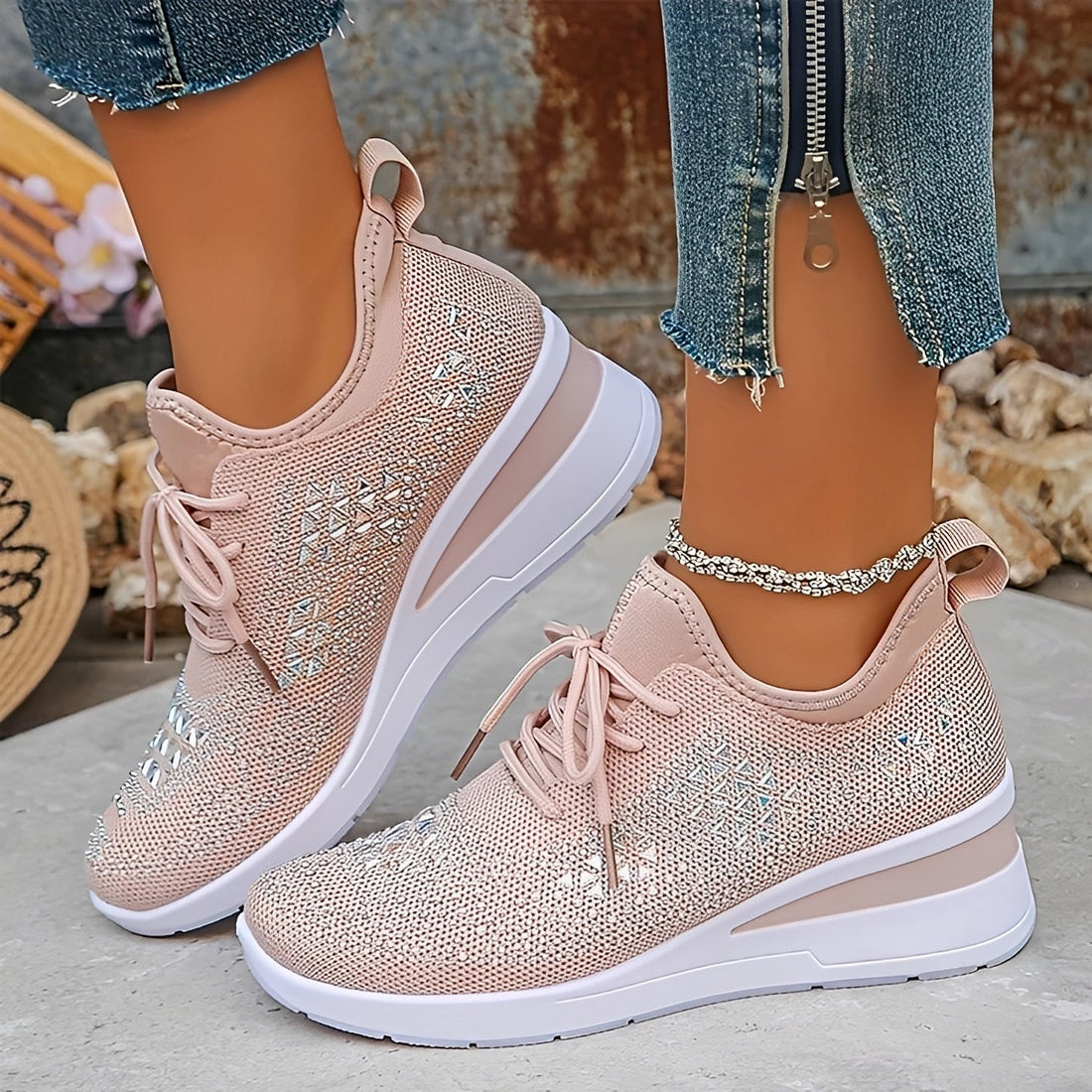 Elodie - Baskets Confortables et Élégantes avec Détails en Strass