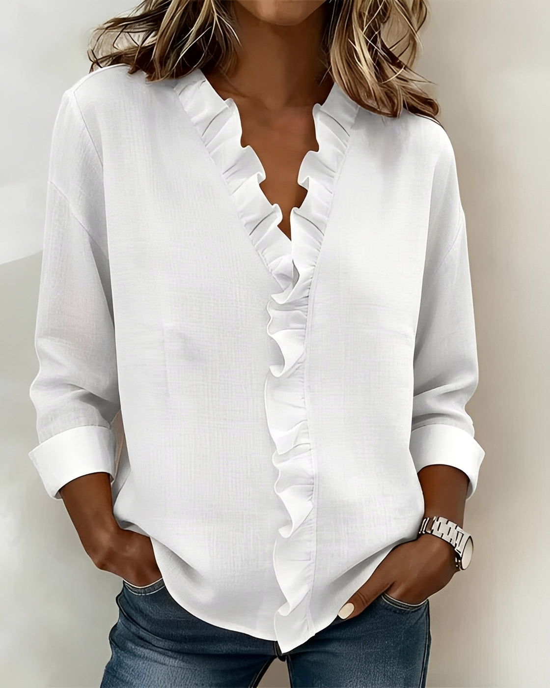 Samia - Blouse à Manches Longues Élégante