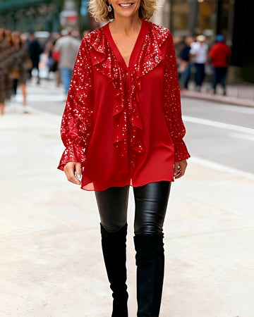 Katie - Blouse à Volants Élégante