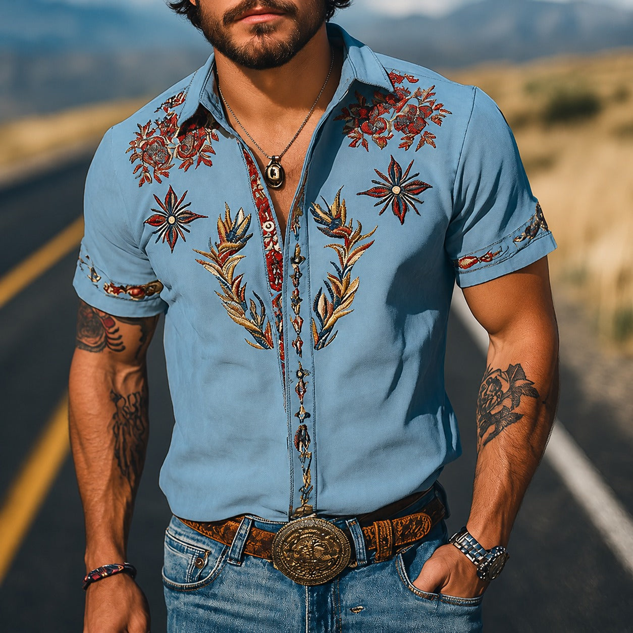 Marvin - Chemise traditionnelle décorée