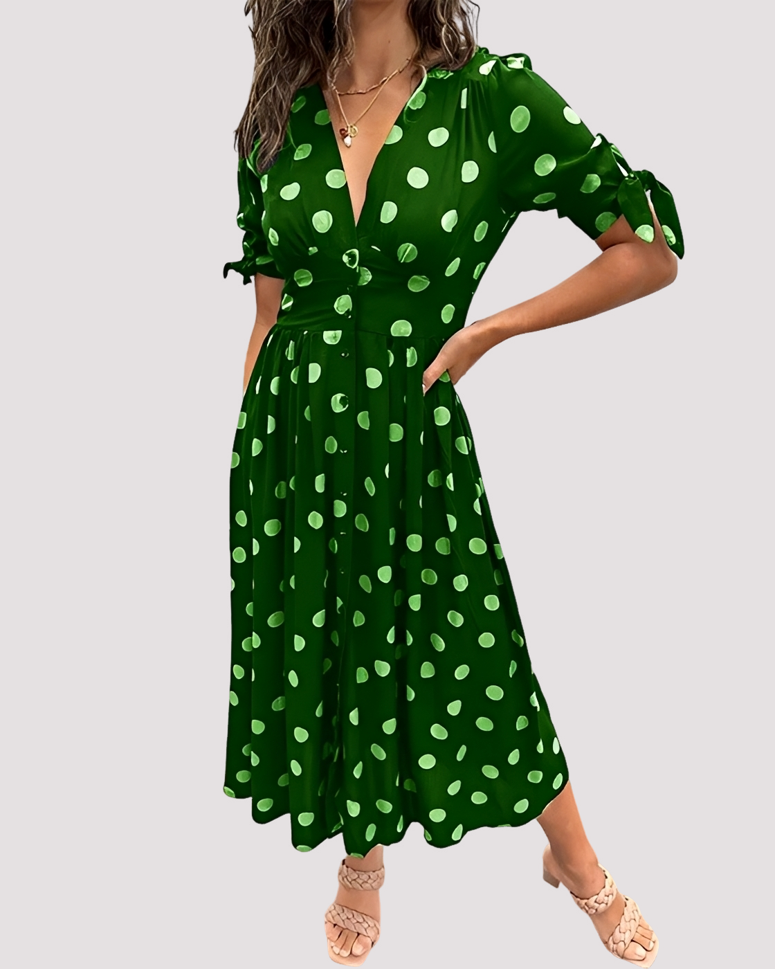 Nicole - Robe à Pois Élégante