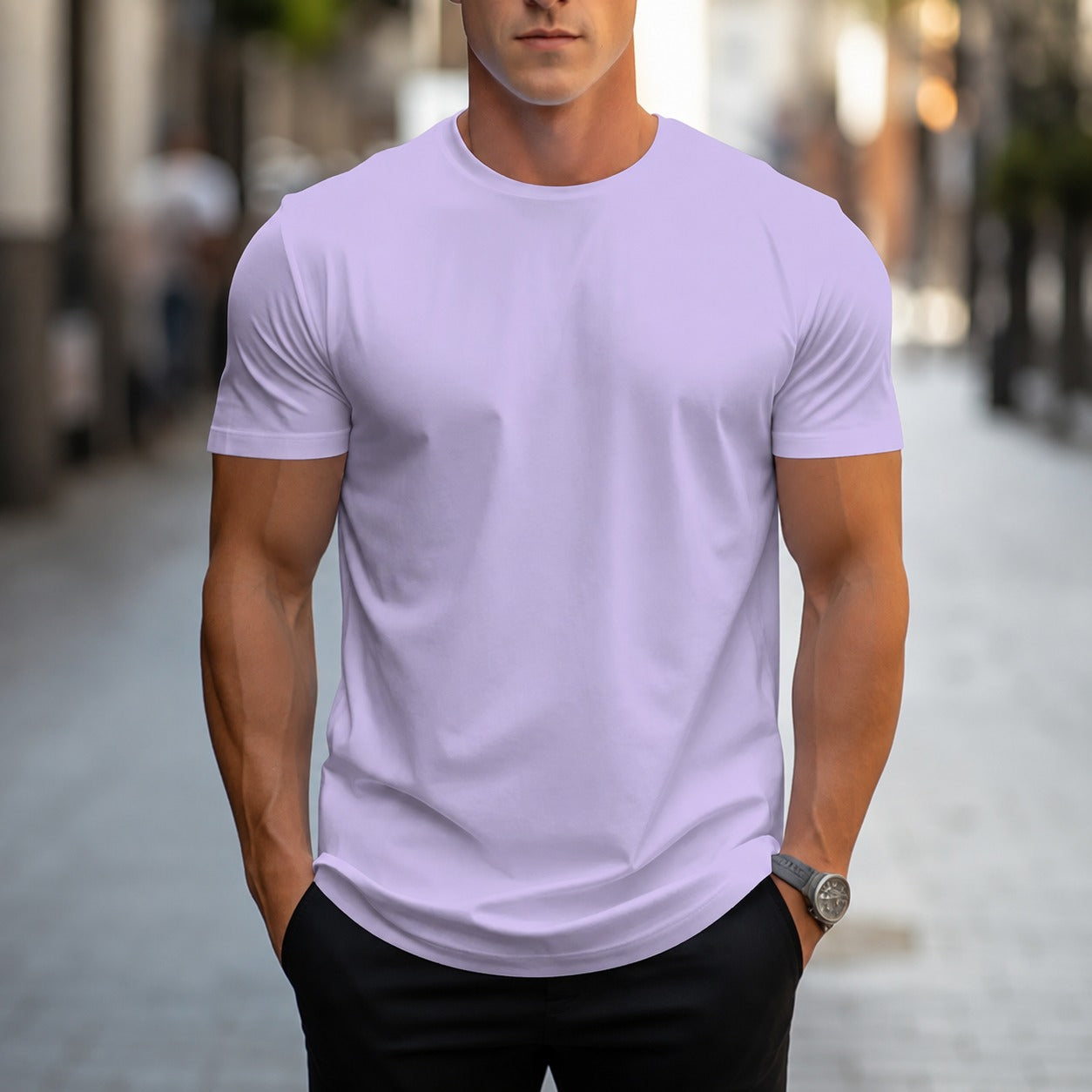 Owen - T-shirt uni décontracté pour hommes