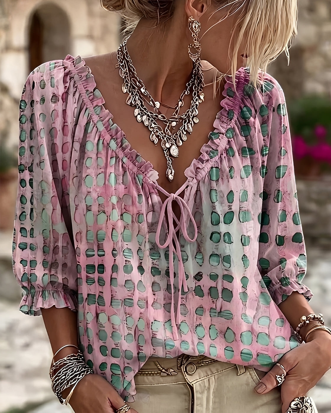 Candice - Blouse à Pois Élégante