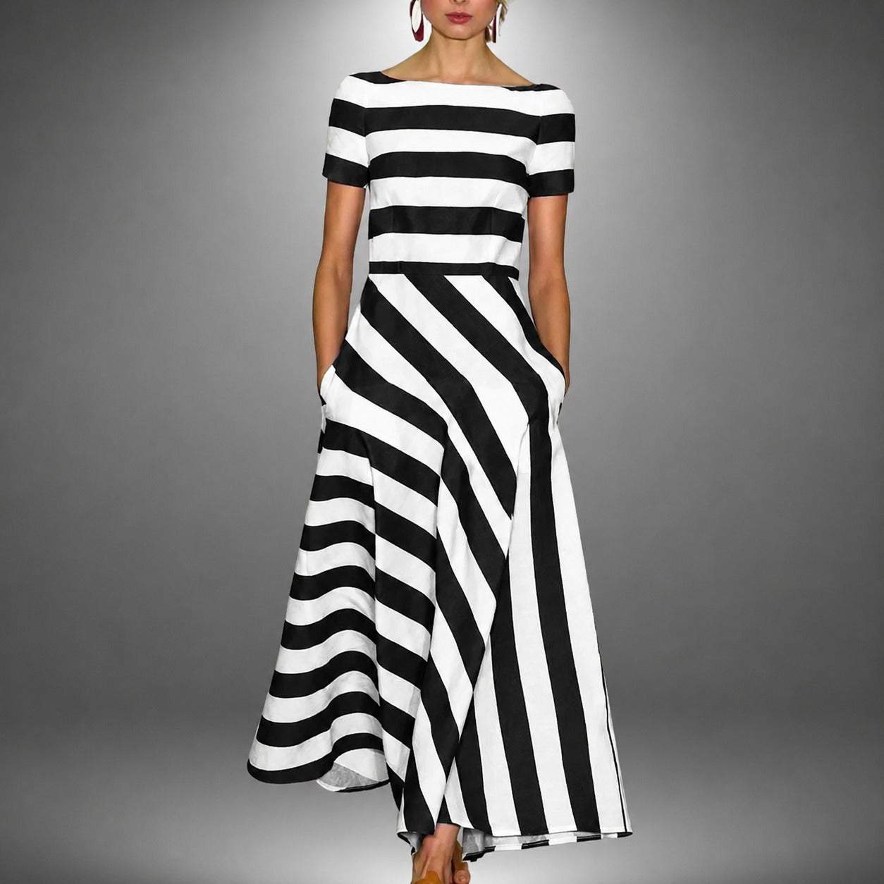 Darcie - Robe longue à rayures avec coupe évasée