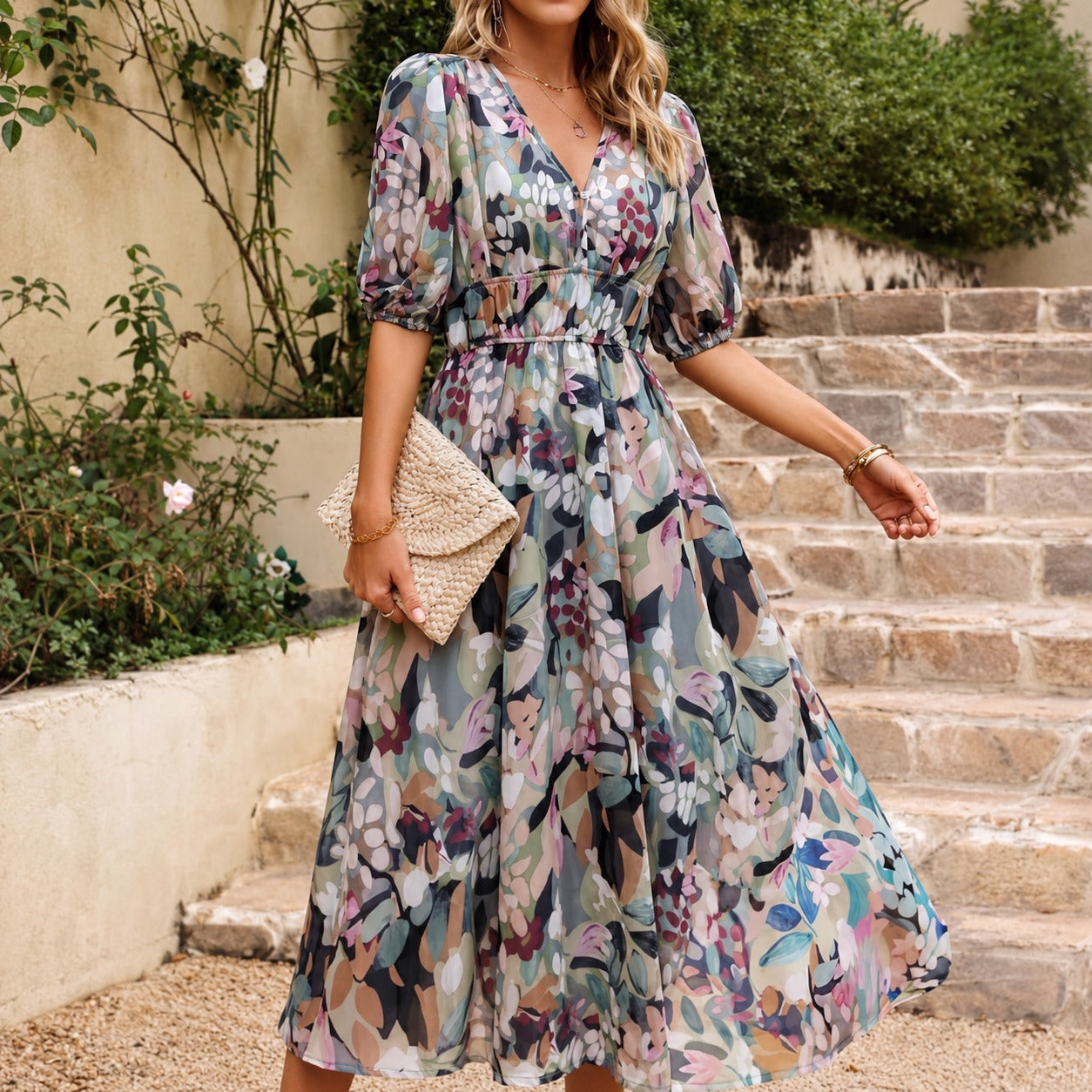 Doherty - Robe Midi à Imprimés Floraux Relaxée