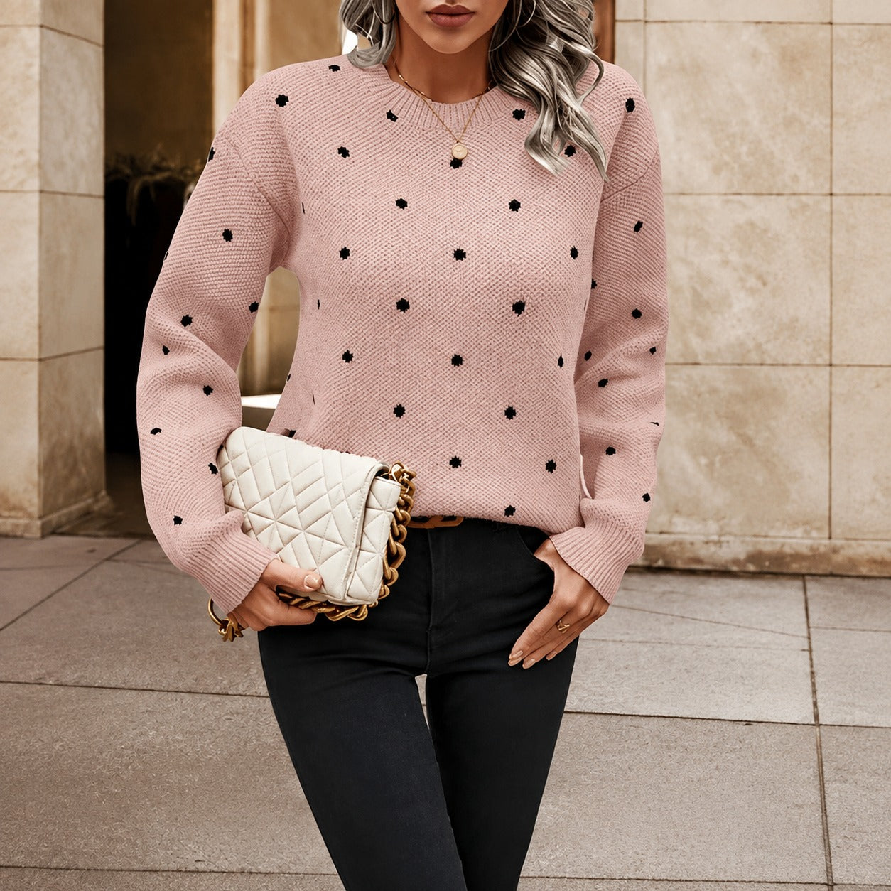 Karly - Pull pour femme à motif à pois