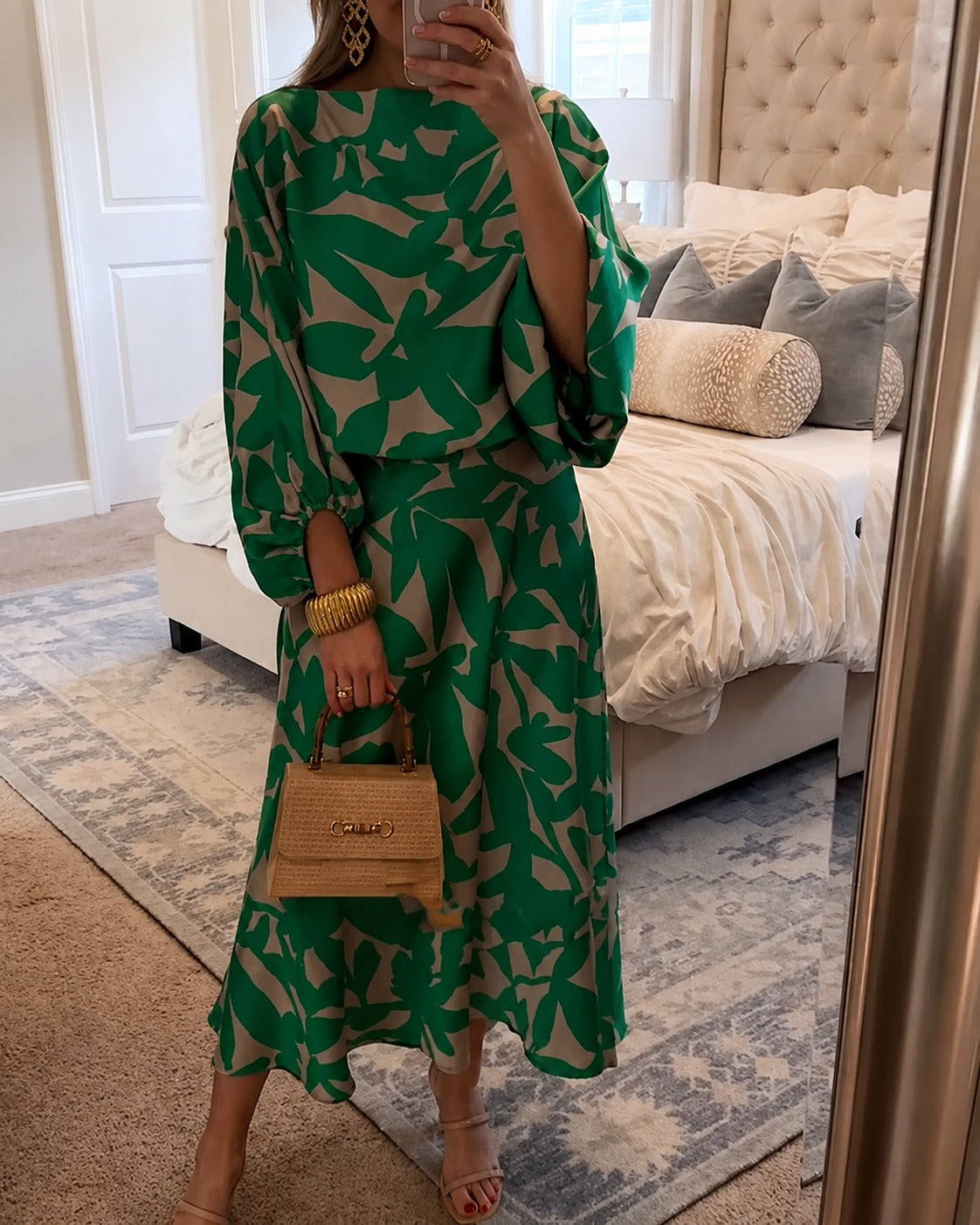 Leanne - Robe Élégante à Manches Lanternes