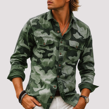 Jeffrey - Chemise à poches avec col plié camouflage