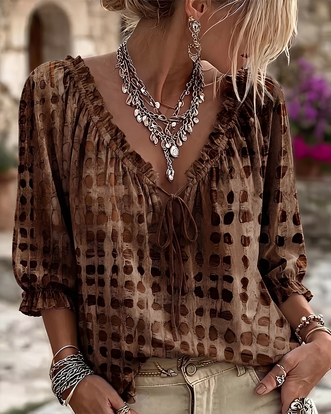 Candice - Blouse à Pois Élégante