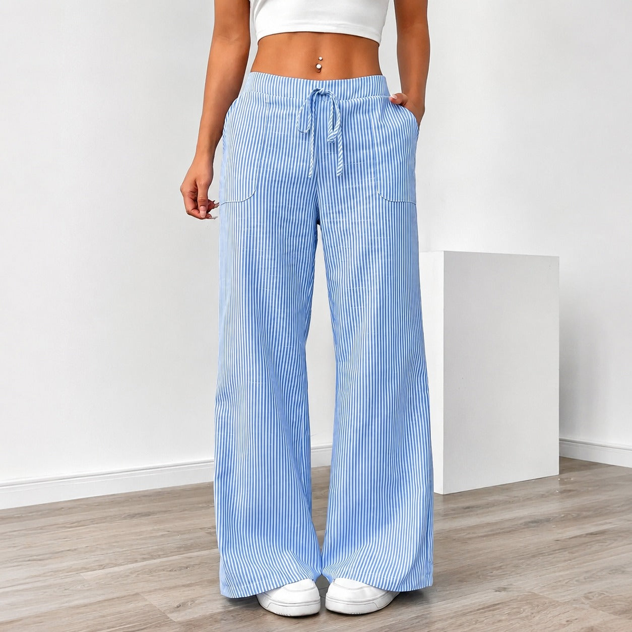 Amanda - Pantalon Confort Rayé avec Poches