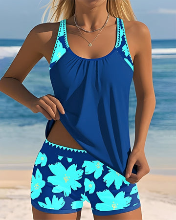 Mila - Tankini à Fleurs Col U