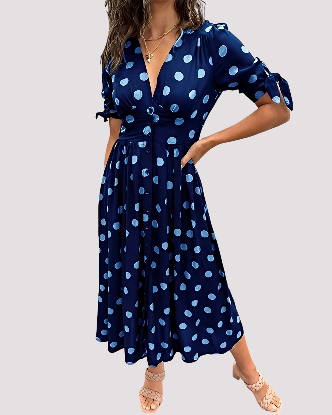 Nicole - Robe à Pois Élégante