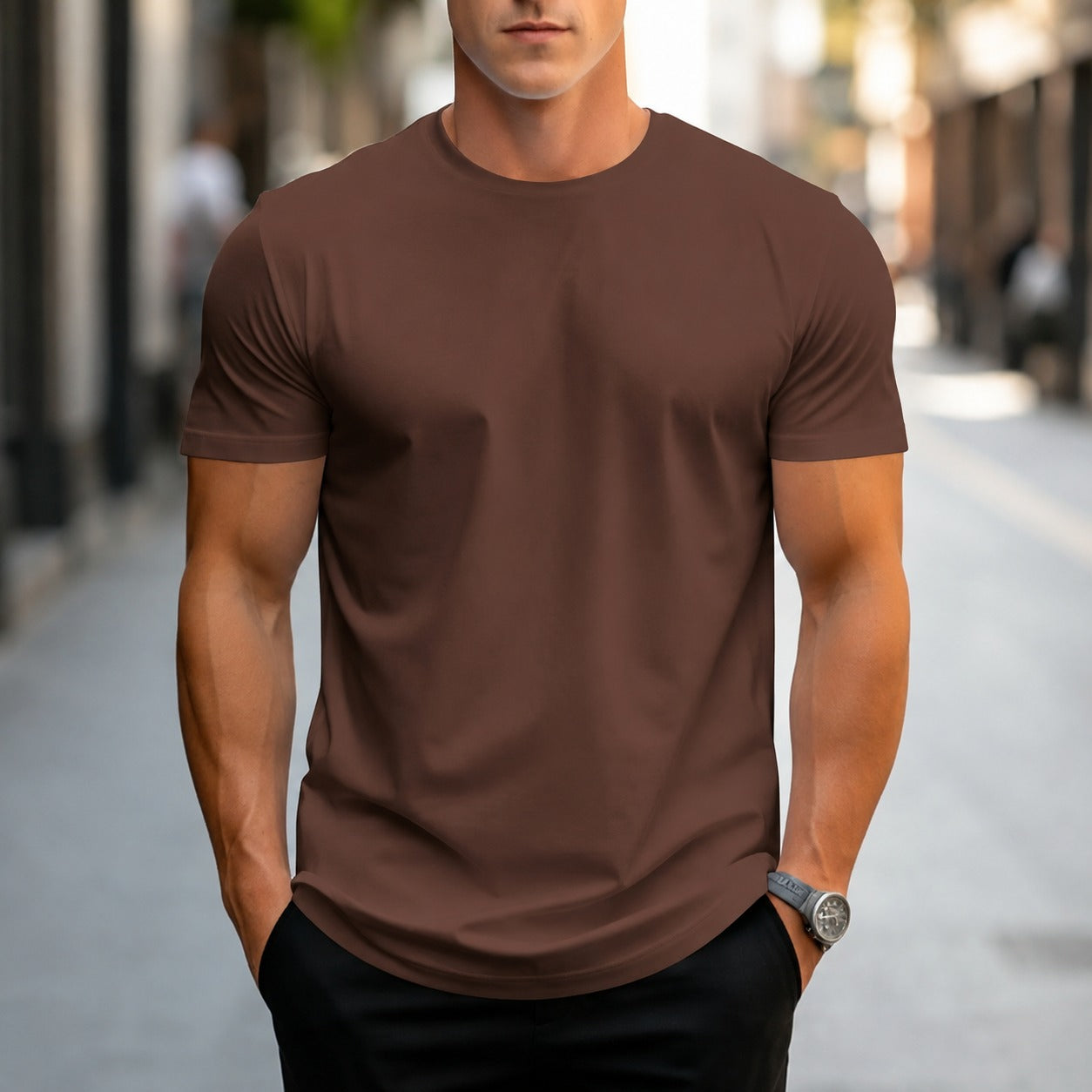 Owen - T-shirt uni décontracté pour hommes