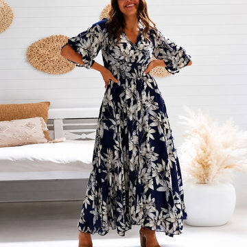 Michaela - Robe Midi Florale Ample Élégante