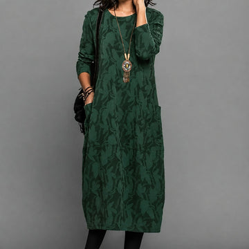 Alisha - Robe midi imprimée à manches longues