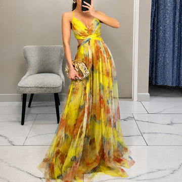 Michelle - Robe Longue avec Motif de Fleurs