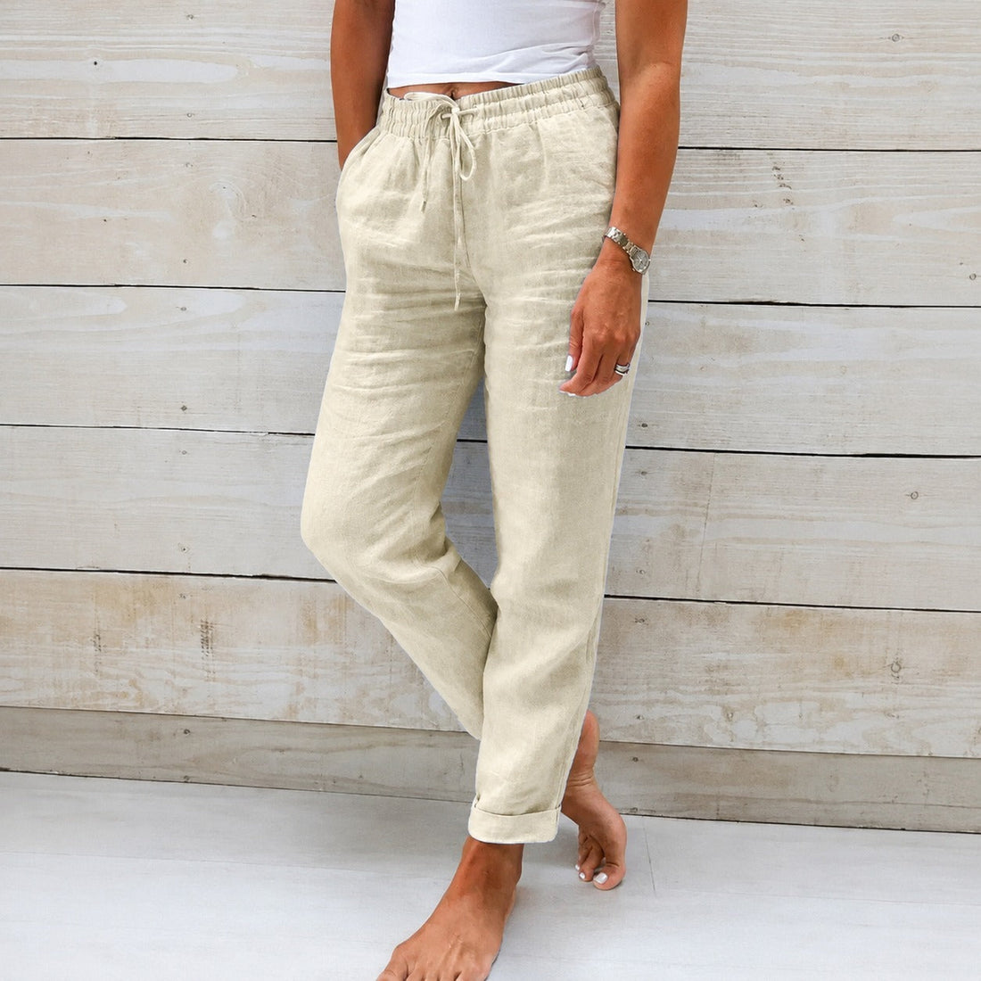 Dyan - Pantalon décontracté avec cordon de serrage pour femmes