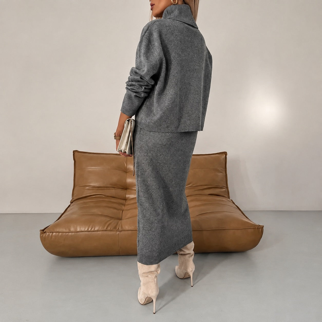 Odette - Ensemble décontracté avec robe et pull à col roulé