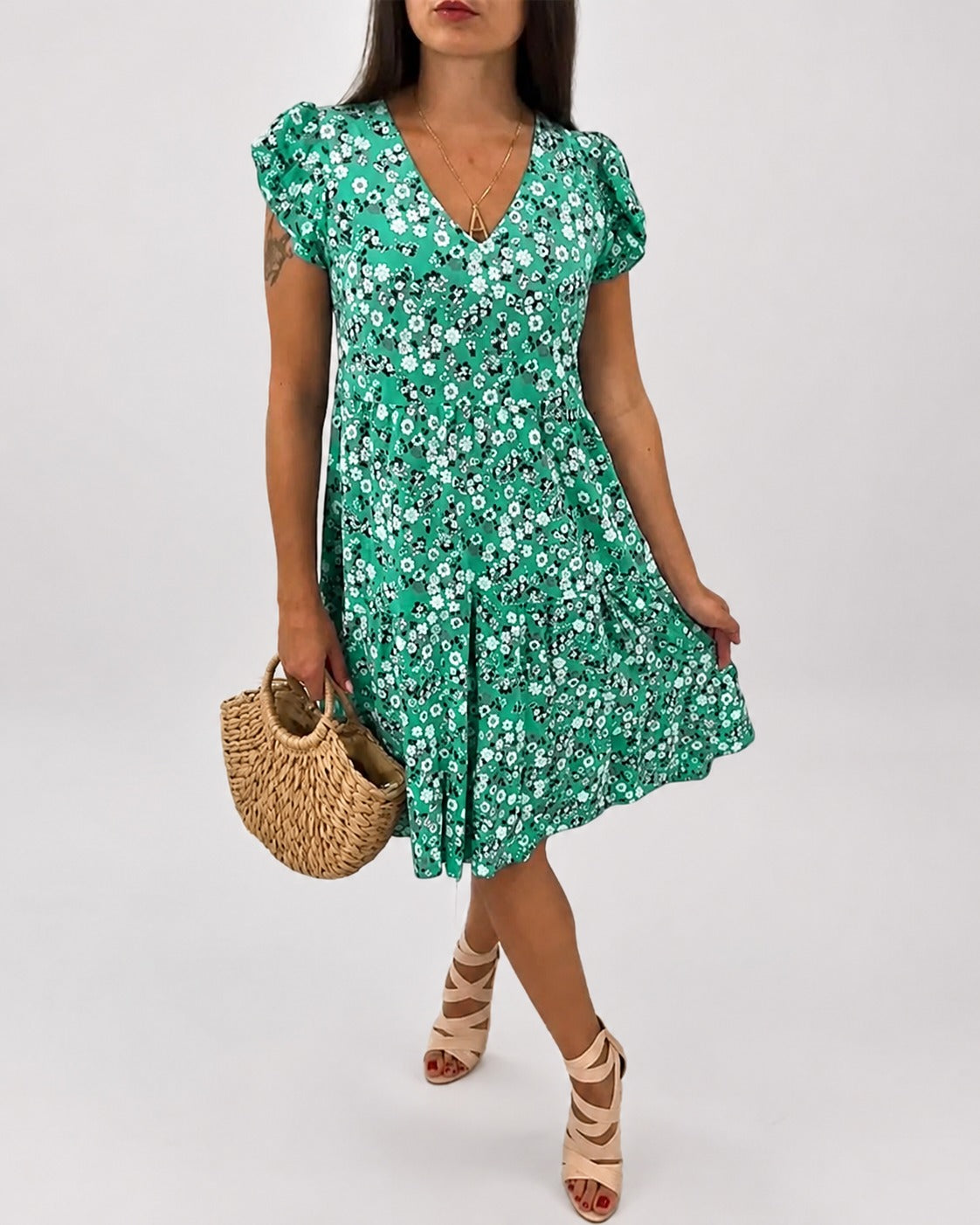 Gwen - Robe Midi Florale Décontractée