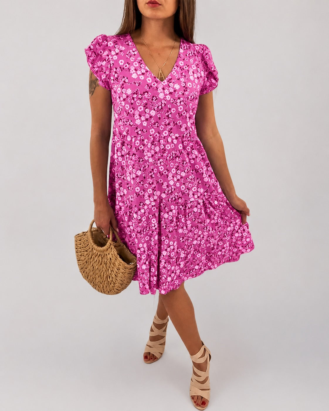 Gwen - Robe Midi Florale Décontractée