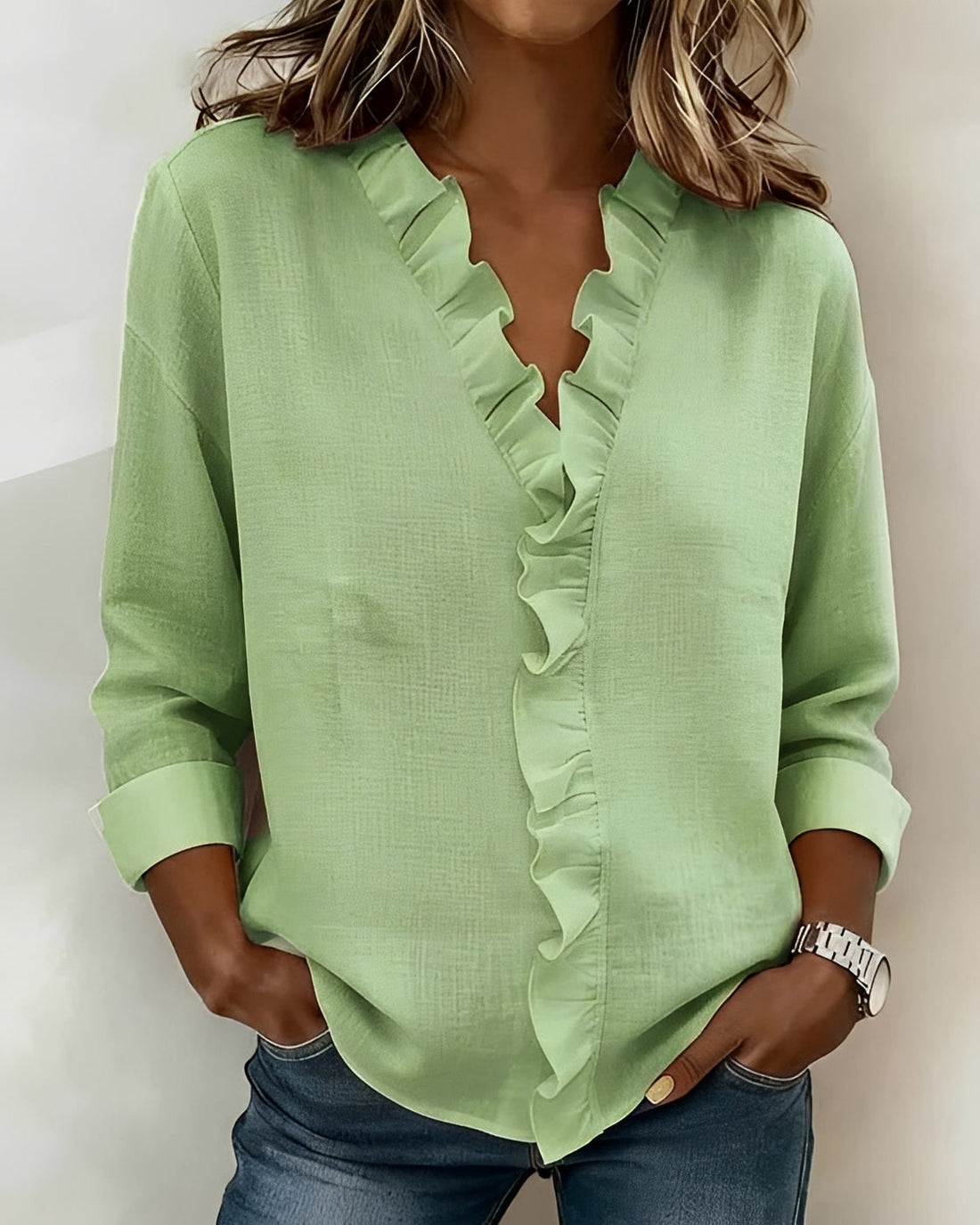 Samia - Blouse à Manches Longues Élégante
