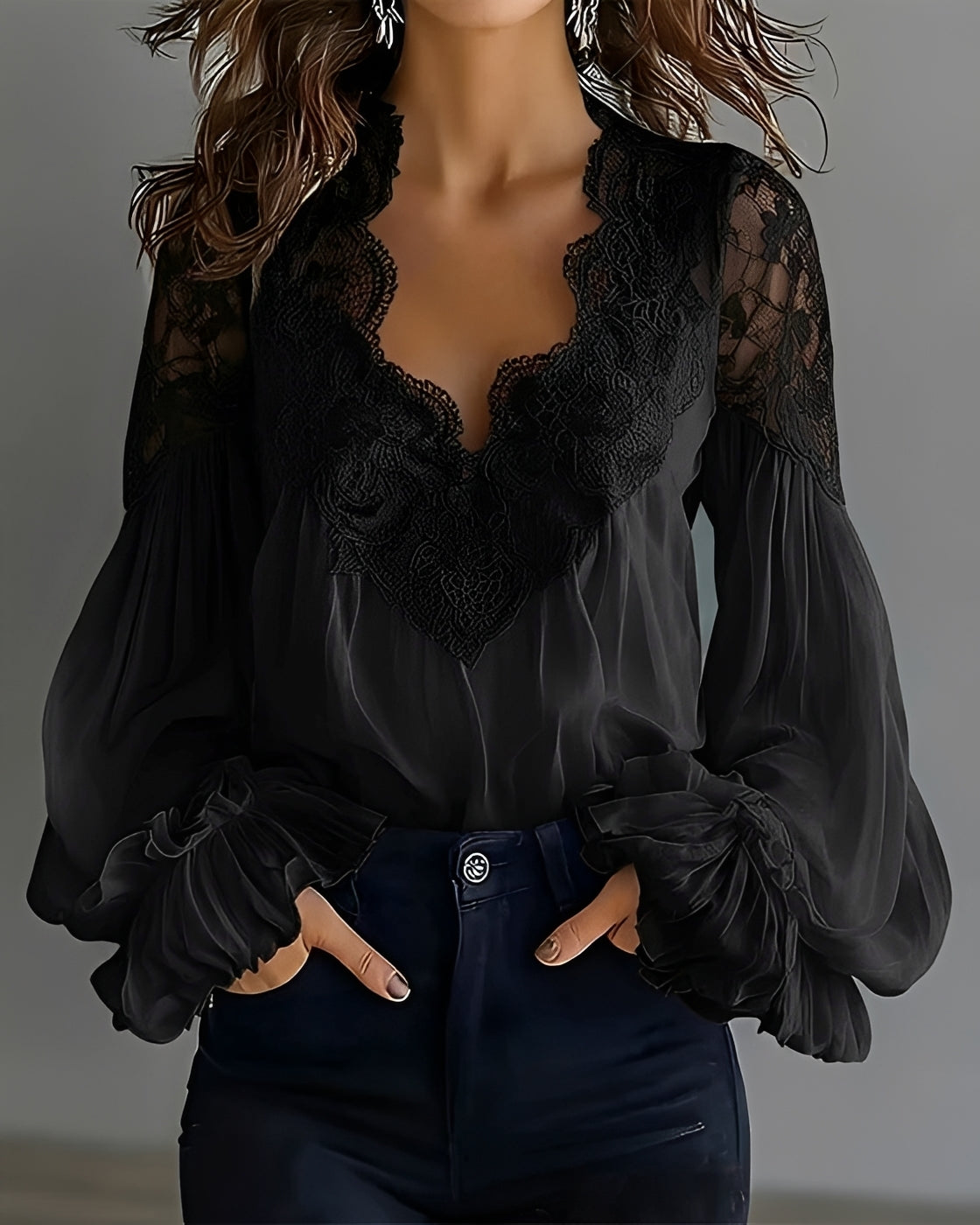Kim - Blouse à Col en V Élégante