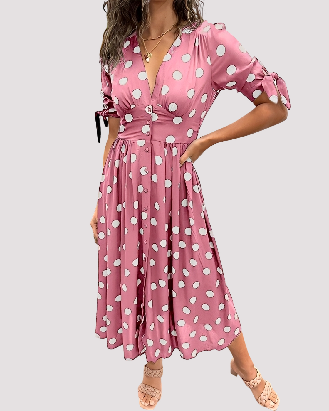 Nicole - Robe à Pois Élégante