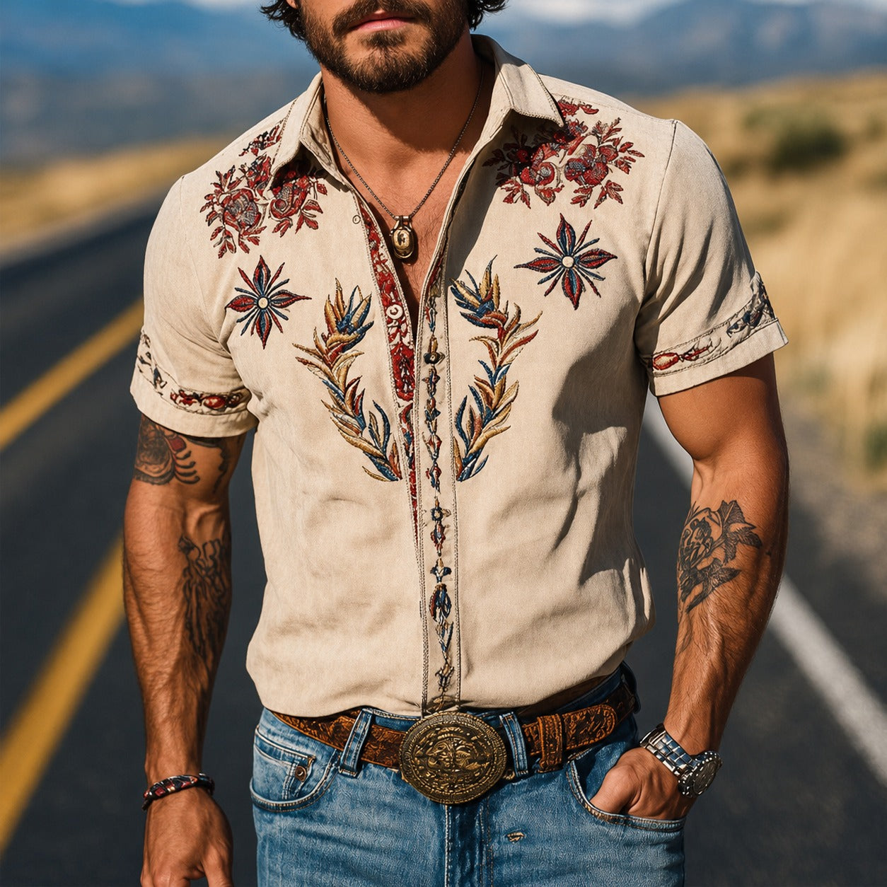 Marvin - Chemise traditionnelle décorée