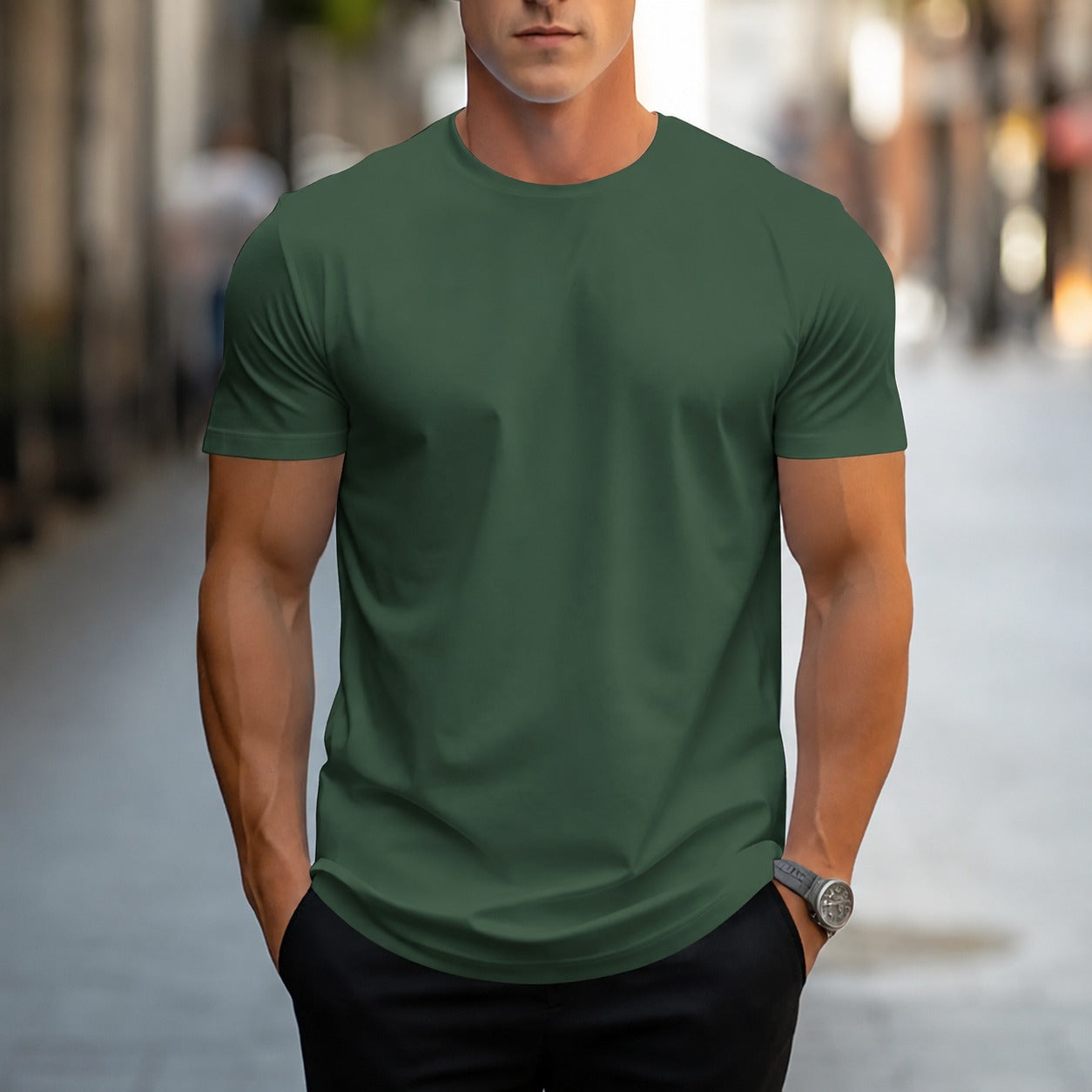 Owen - T-shirt uni décontracté pour hommes