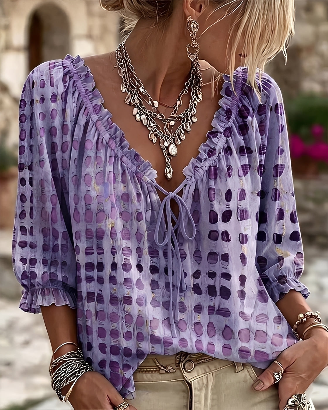 Candice - Blouse à Pois Élégante