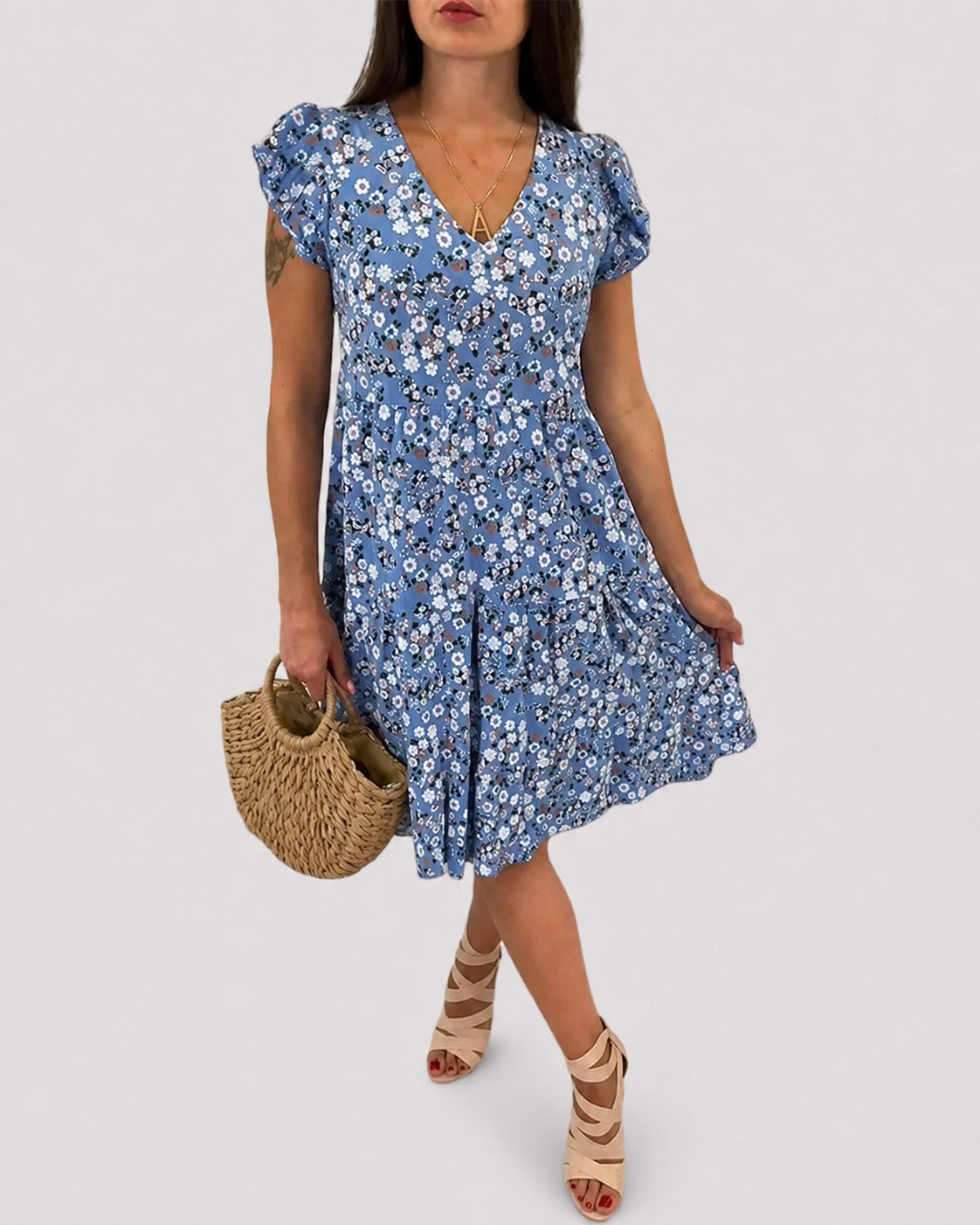 Gwen - Robe Midi Florale Décontractée