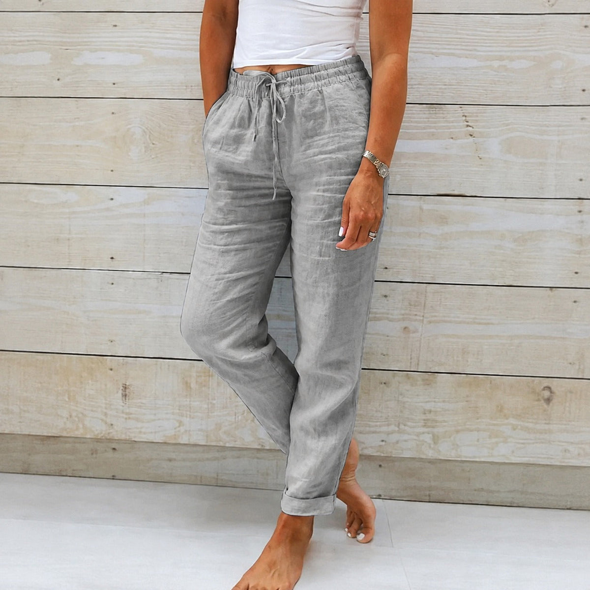 Dyan - Pantalon décontracté avec cordon de serrage pour femmes