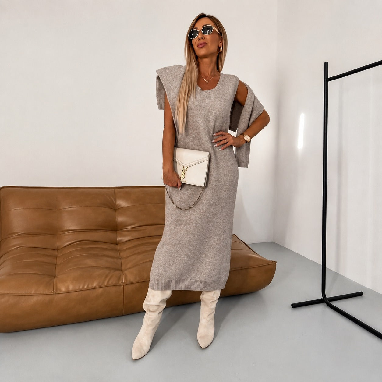 Odette - Ensemble décontracté avec robe et pull à col roulé