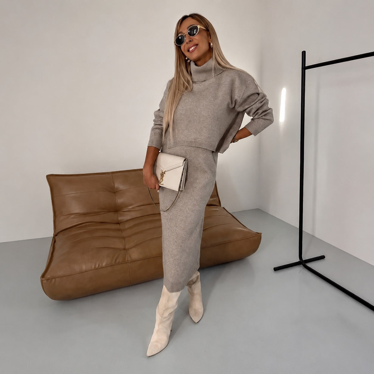 Odette - Ensemble décontracté avec robe et pull à col roulé