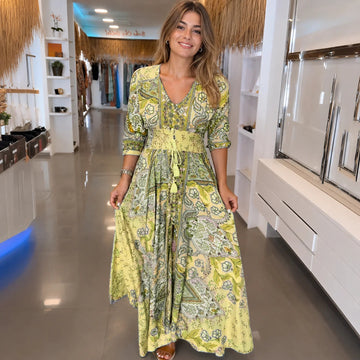 Jasmin - Robe élégante à col en V avec imprimé pour femmes