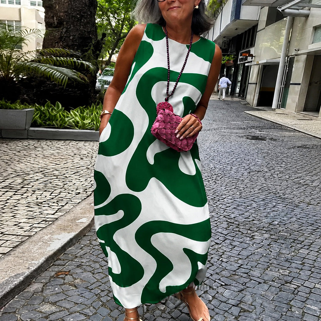 Taylor - Robe Sans Manches Géométrique Élégante