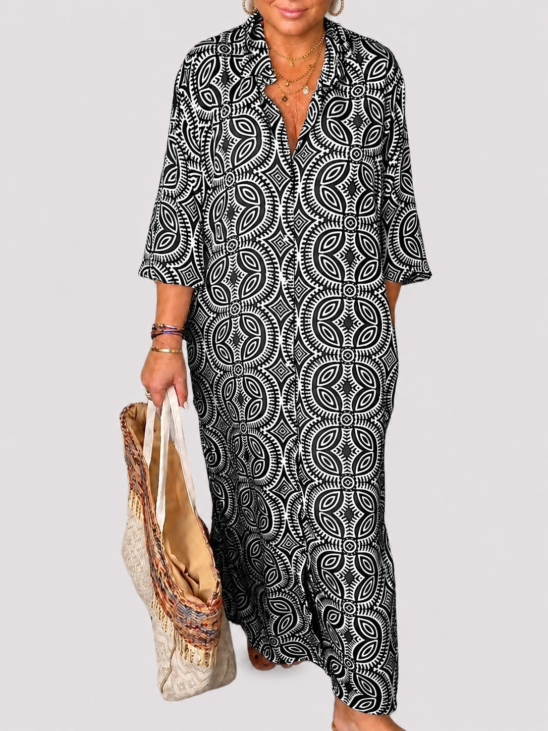Liliana - Robe Maxi à Revers Classique