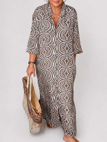 Liliana - Robe Maxi à Revers Classique