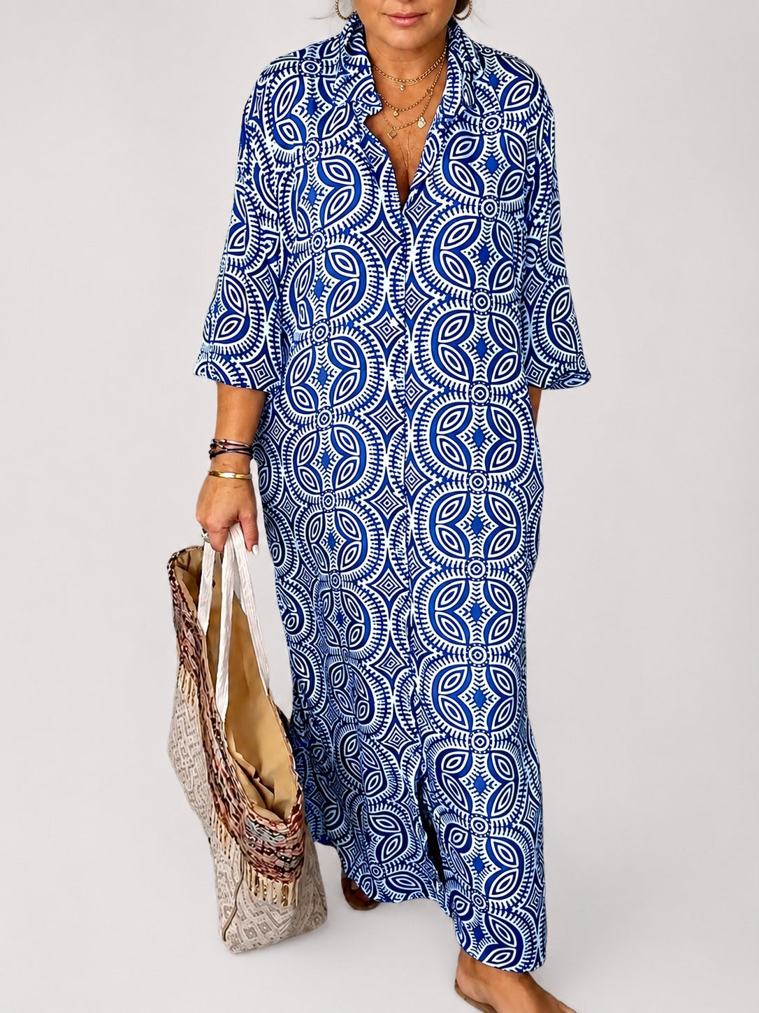 Liliana - Robe Maxi à Revers Classique