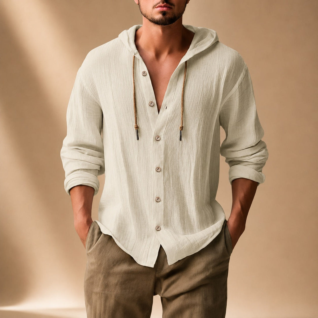 Kayne - Chemise Large avec Capuche et Manches Longues