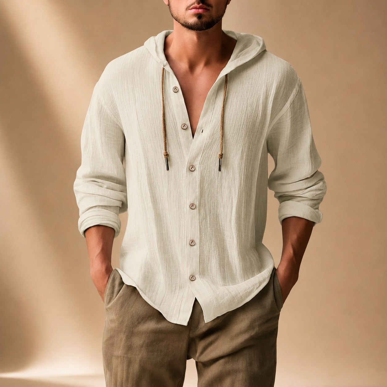 Kayne - Chemise Large avec Capuche et Manches Longues