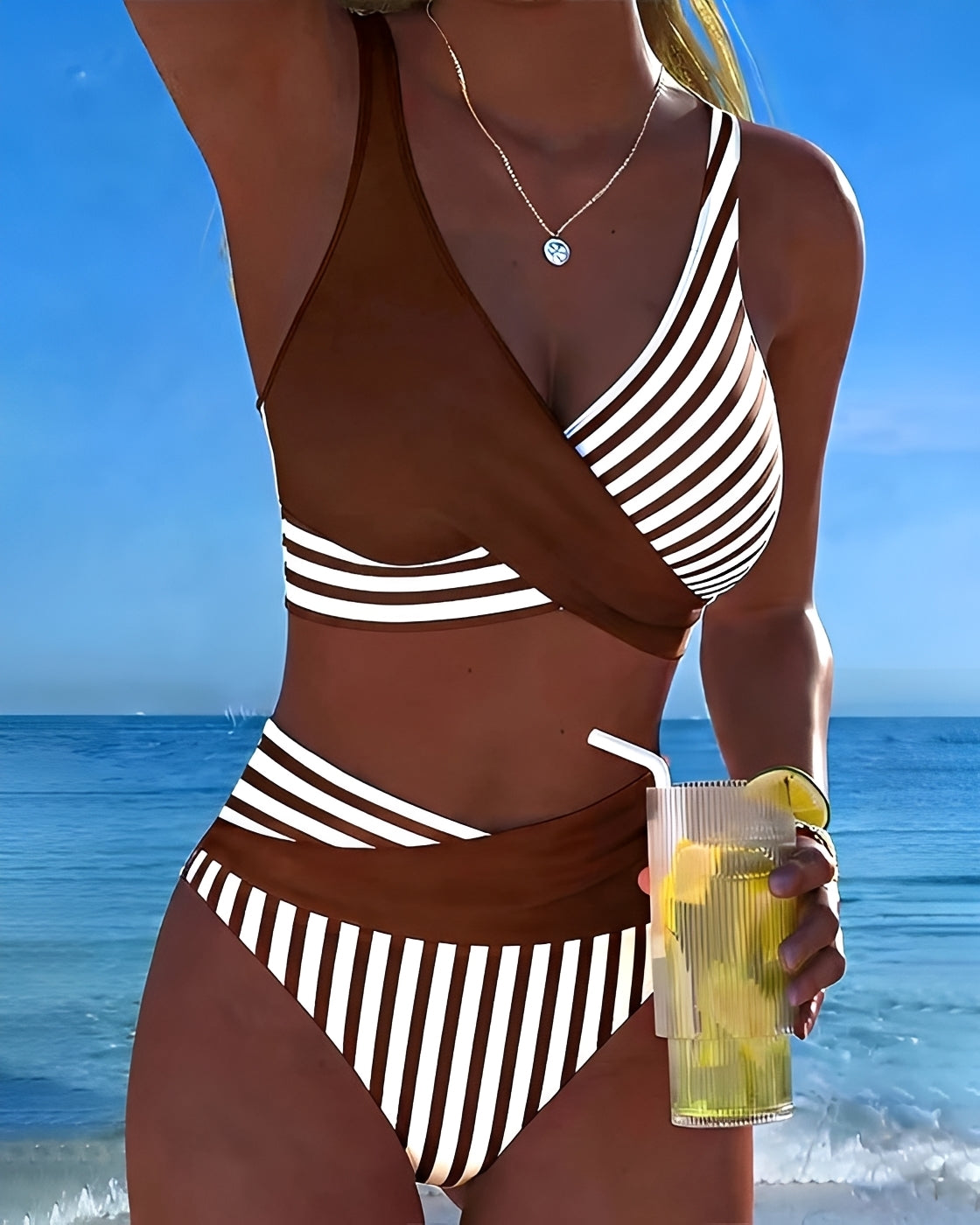 Angelica - Bikini Rayé Élégant