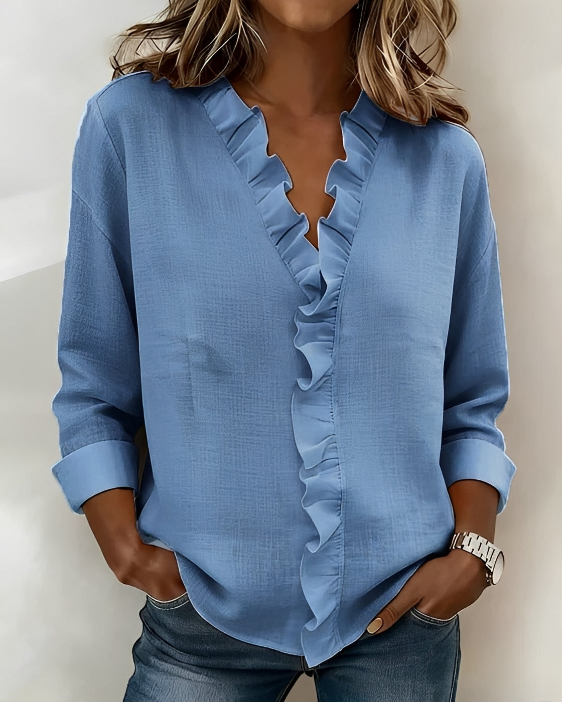 Samia - Blouse à Manches Longues Élégante
