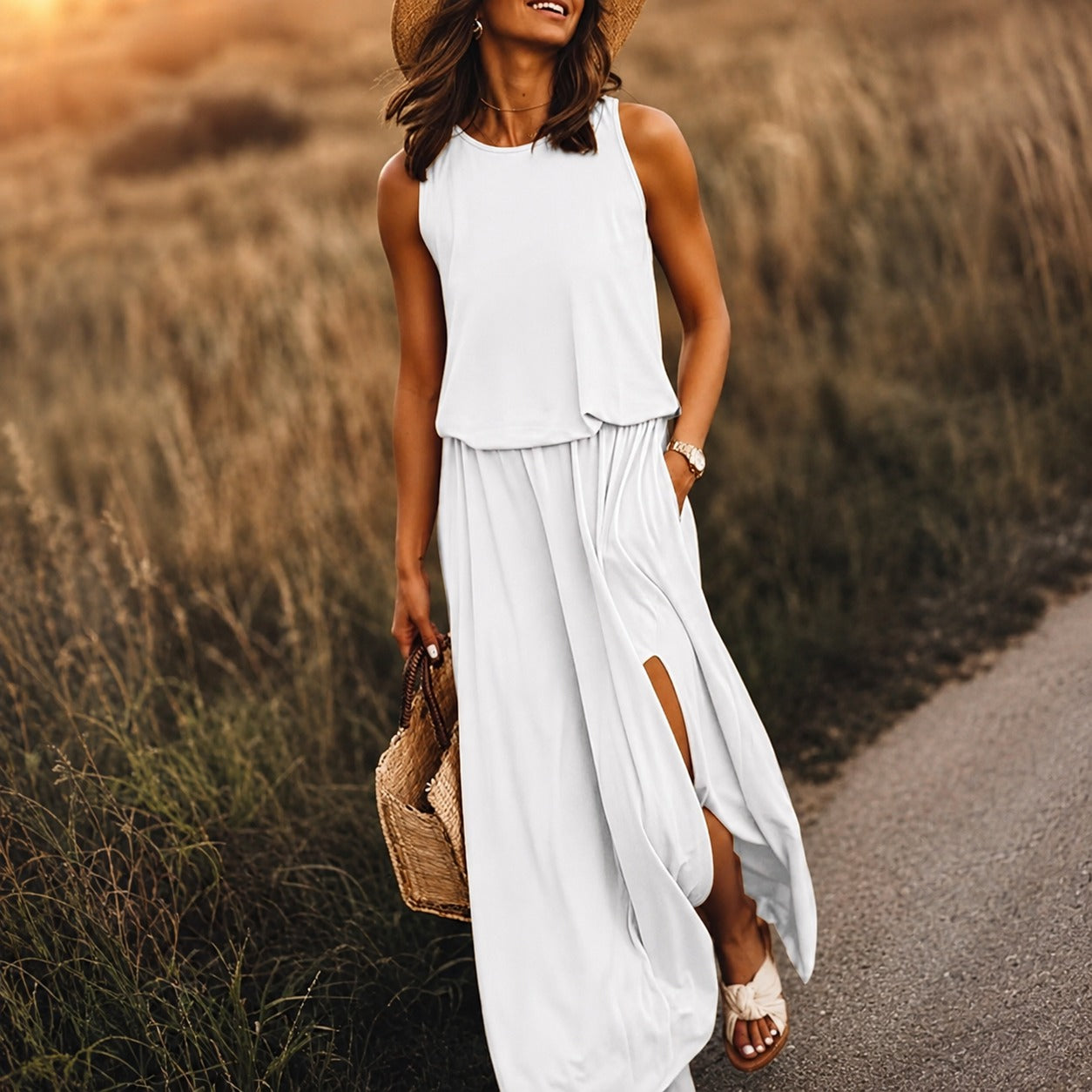 Edna - Robe maxi bohème décontractée en modal
