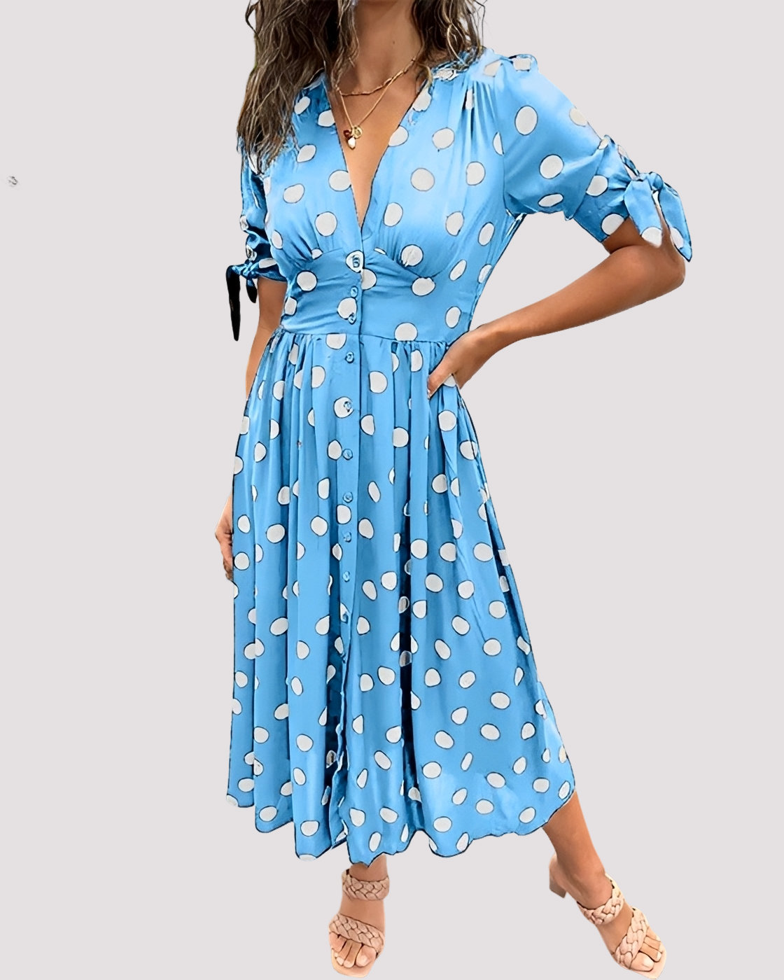 Nicole - Robe à Pois Élégante