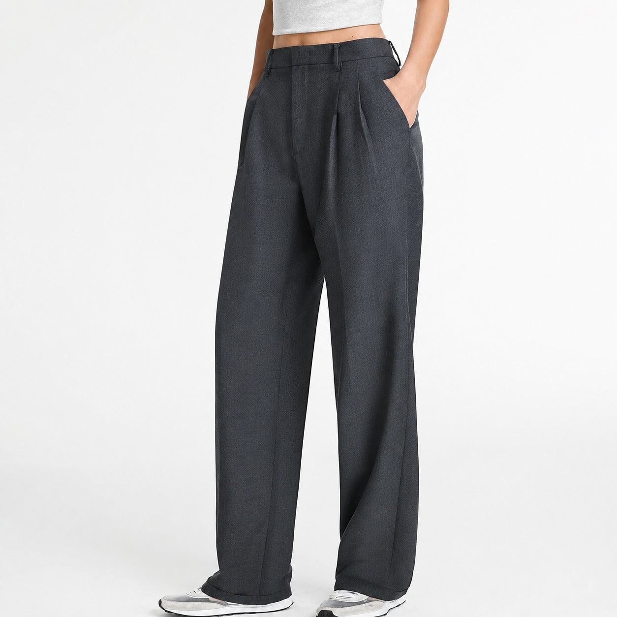 Amira - Pantalon de costume ample à jambes droites