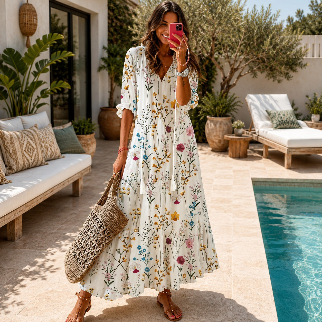 Lindsay - Robe Ampoule Bohème à Volants