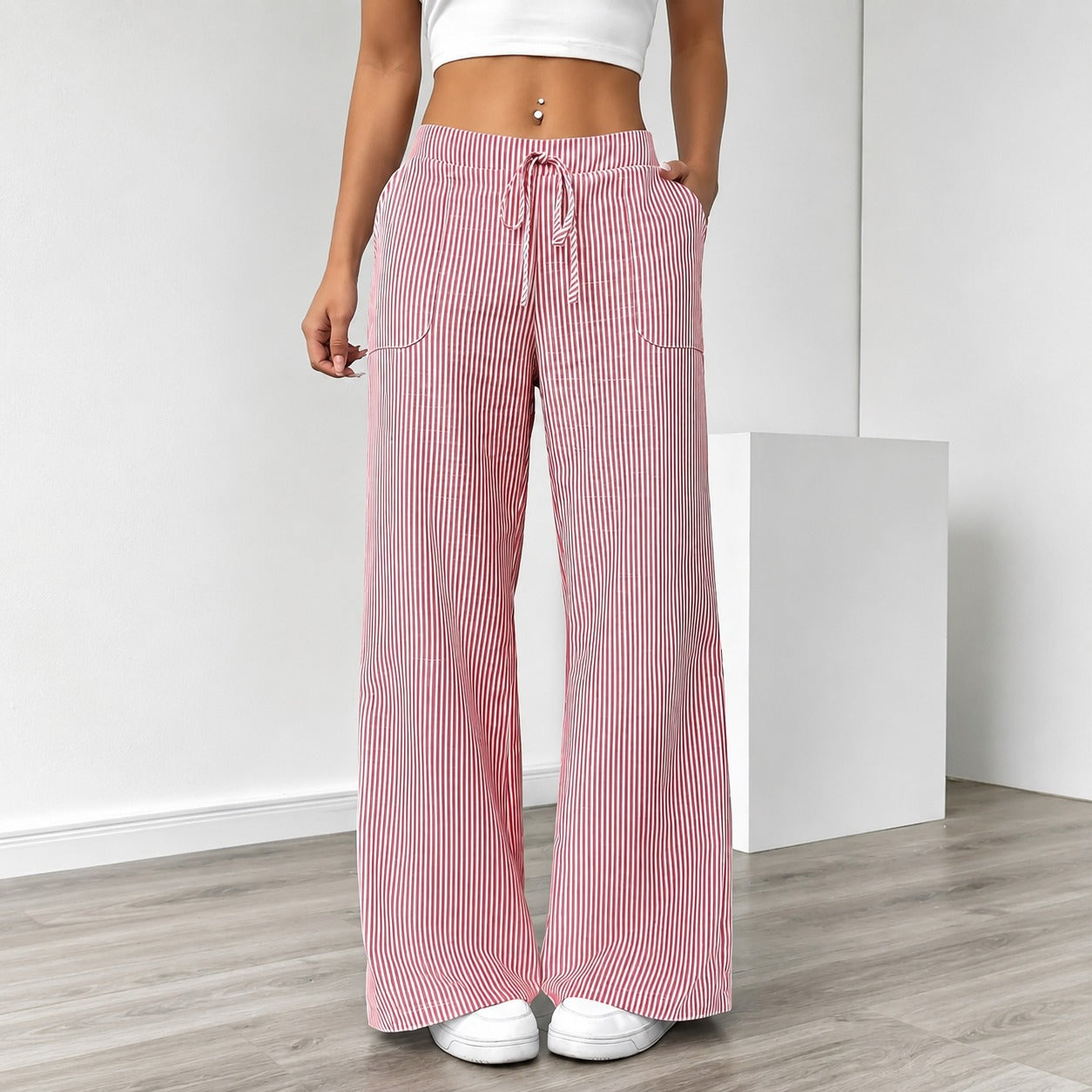 Amanda - Pantalon Confort Rayé avec Poches