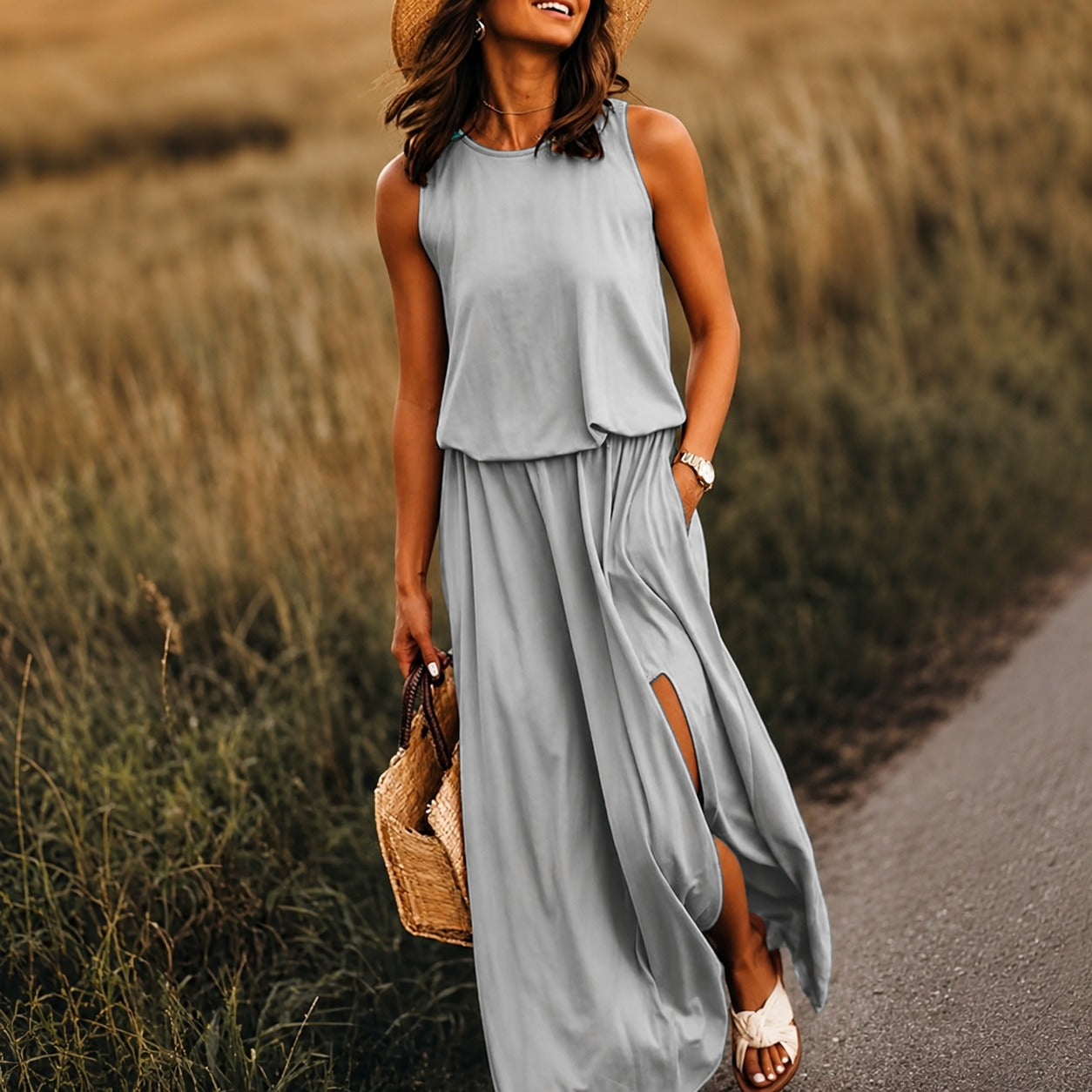 Edna - Robe maxi bohème décontractée en modal